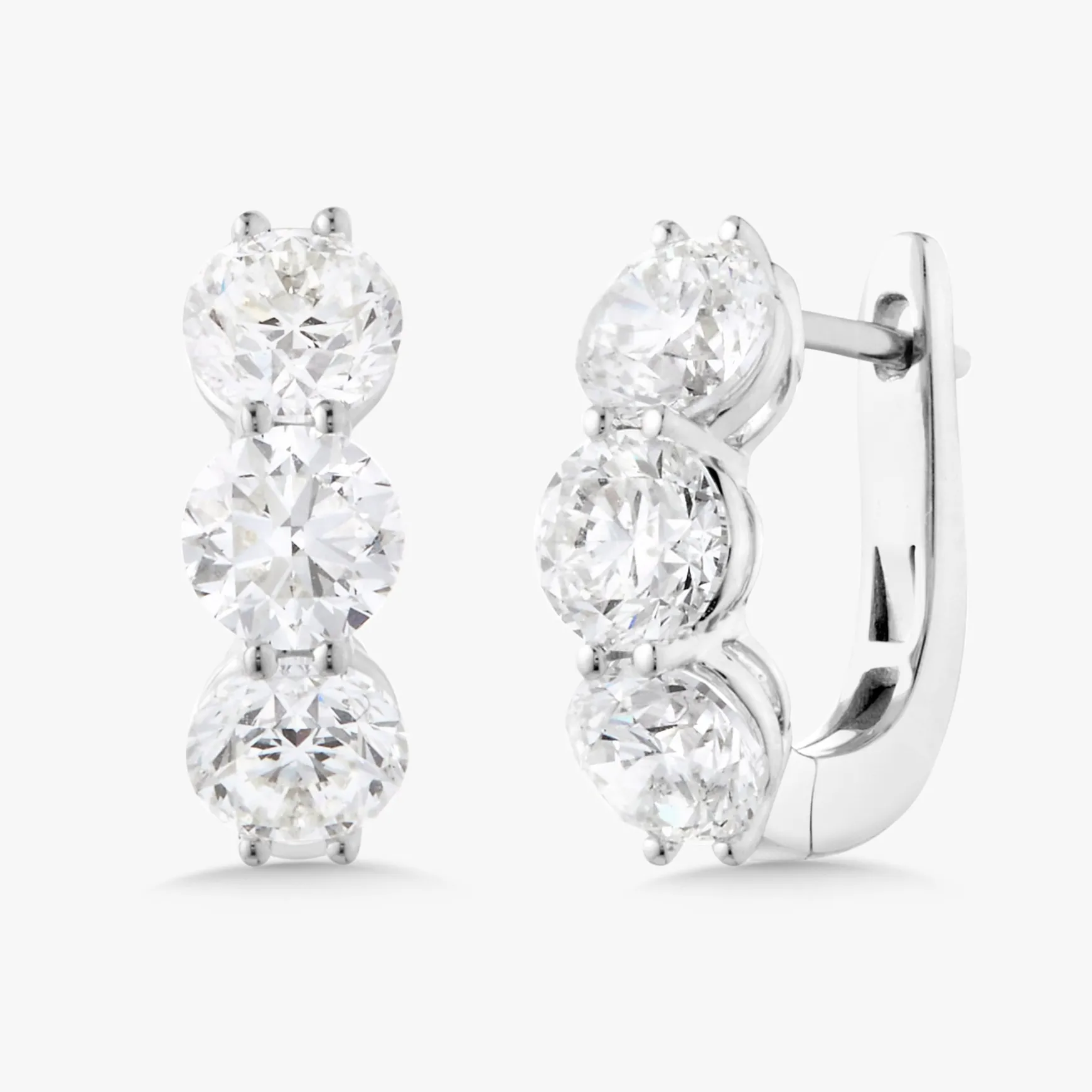 Abriella Three Stone Diamond Huggie Earrings 4.30 ctw