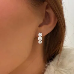 Abriella Three Stone Diamond Huggie Earrings 4.30 ctw