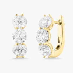 Abriella Three Stone Diamond Huggie Earrings 4.30 ctw