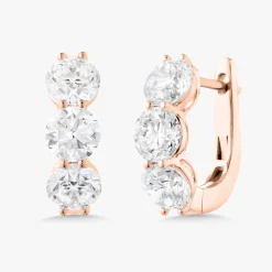 Abriella Three Stone Diamond Huggie Earrings 4.30 ctw