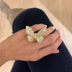 Acadia Asscher Cut Diamond Butterfly Cocktail Ring 5.51 ctw