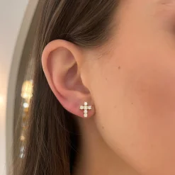 Adalia Diamond Cross Stud Earrings 1 ctw