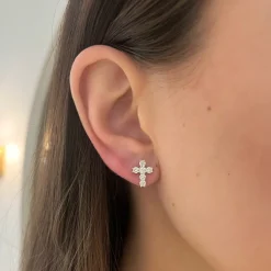 Adalia Diamond Cross Stud Earrings 1 ctw