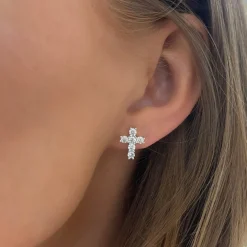 Adalia Diamond Cross Stud Earrings 1 ctw