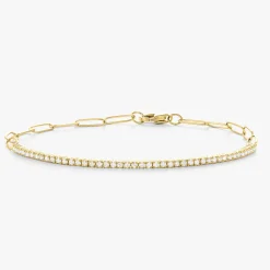 Alex Diamond Tennis Bracelet with Paperclip Closure