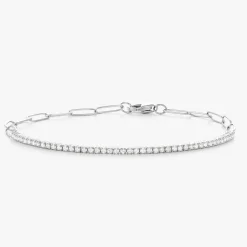 Alex Diamond Tennis Bracelet with Paperclip Closure