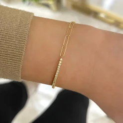 Alex Diamond Tennis Bracelet with Paperclip Closure