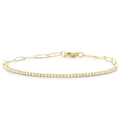 Alex Diamond Tennis Bracelet with Paperclip Closure