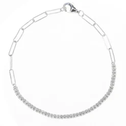 Alex Diamond Tennis Bracelet with Paperclip Closure