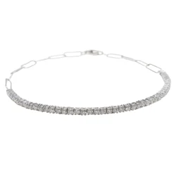 Alex Diamond Tennis Bracelet with Paperclip Closure