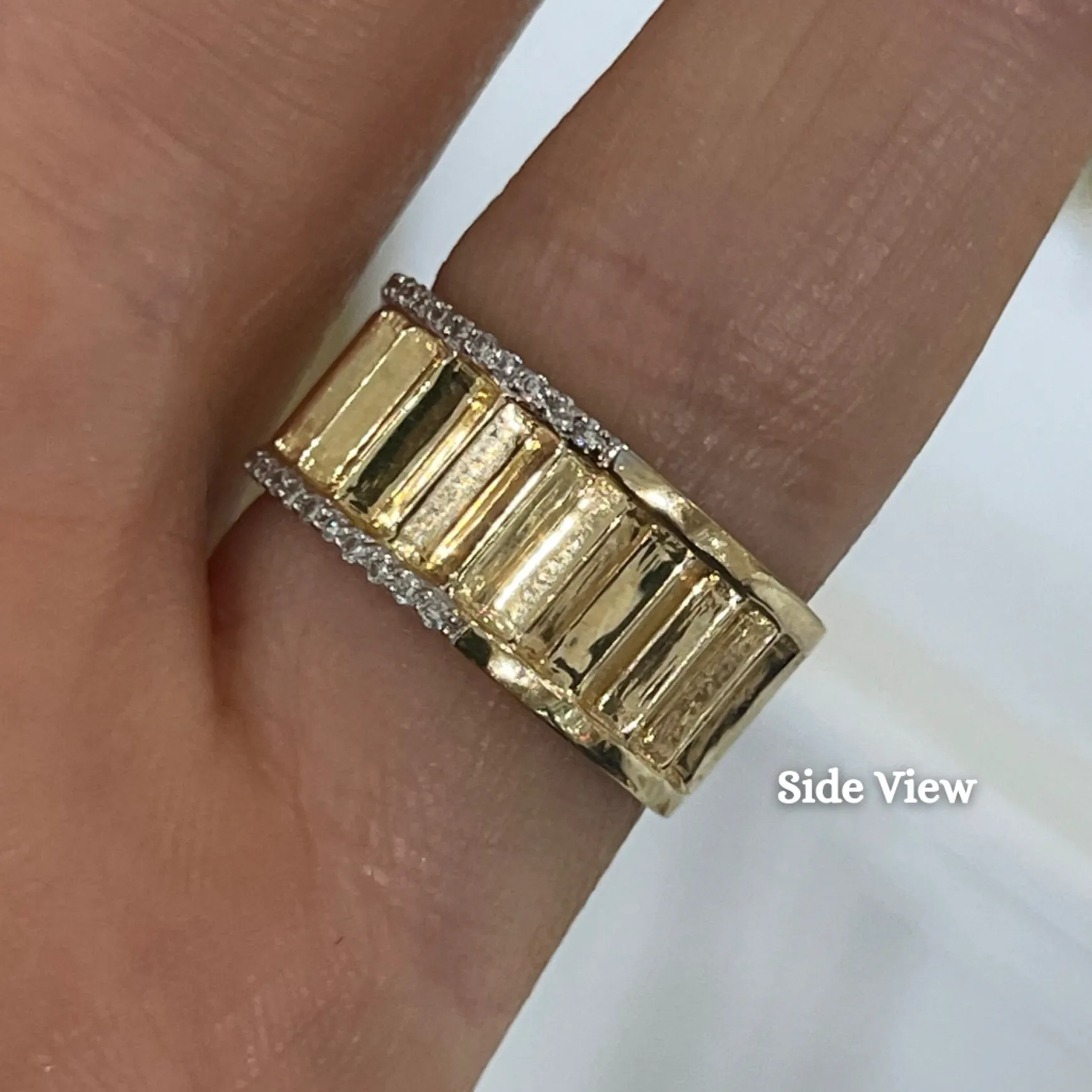 Amanza Fluted Diamond Eternity Band