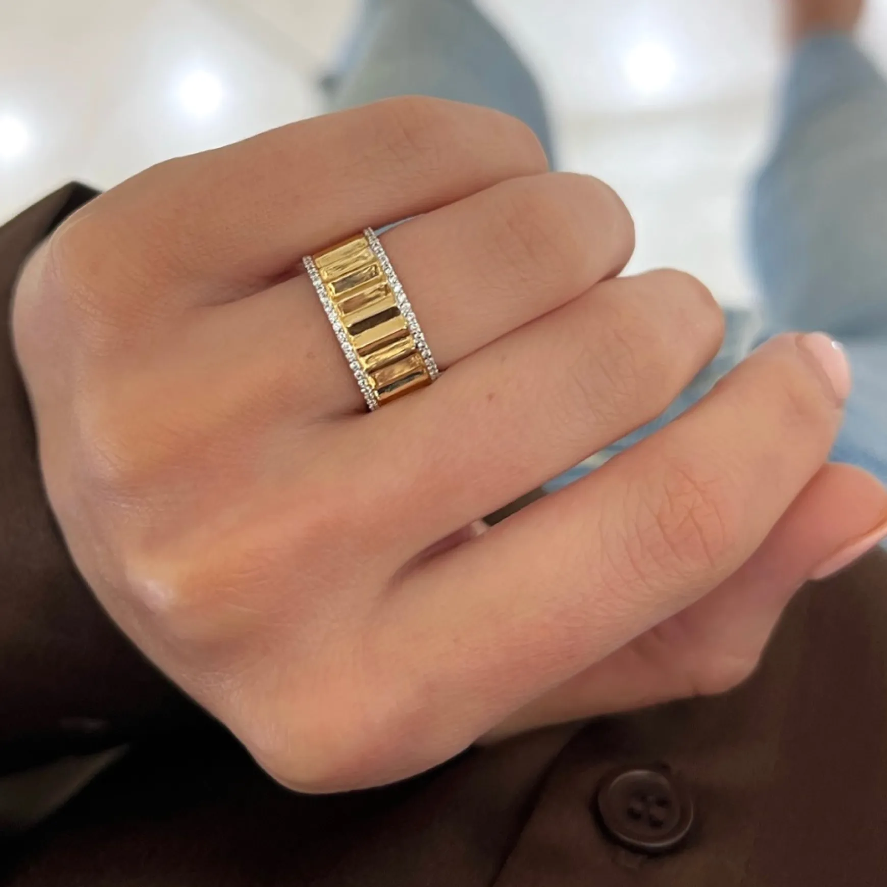Amanza Fluted Diamond Eternity Band