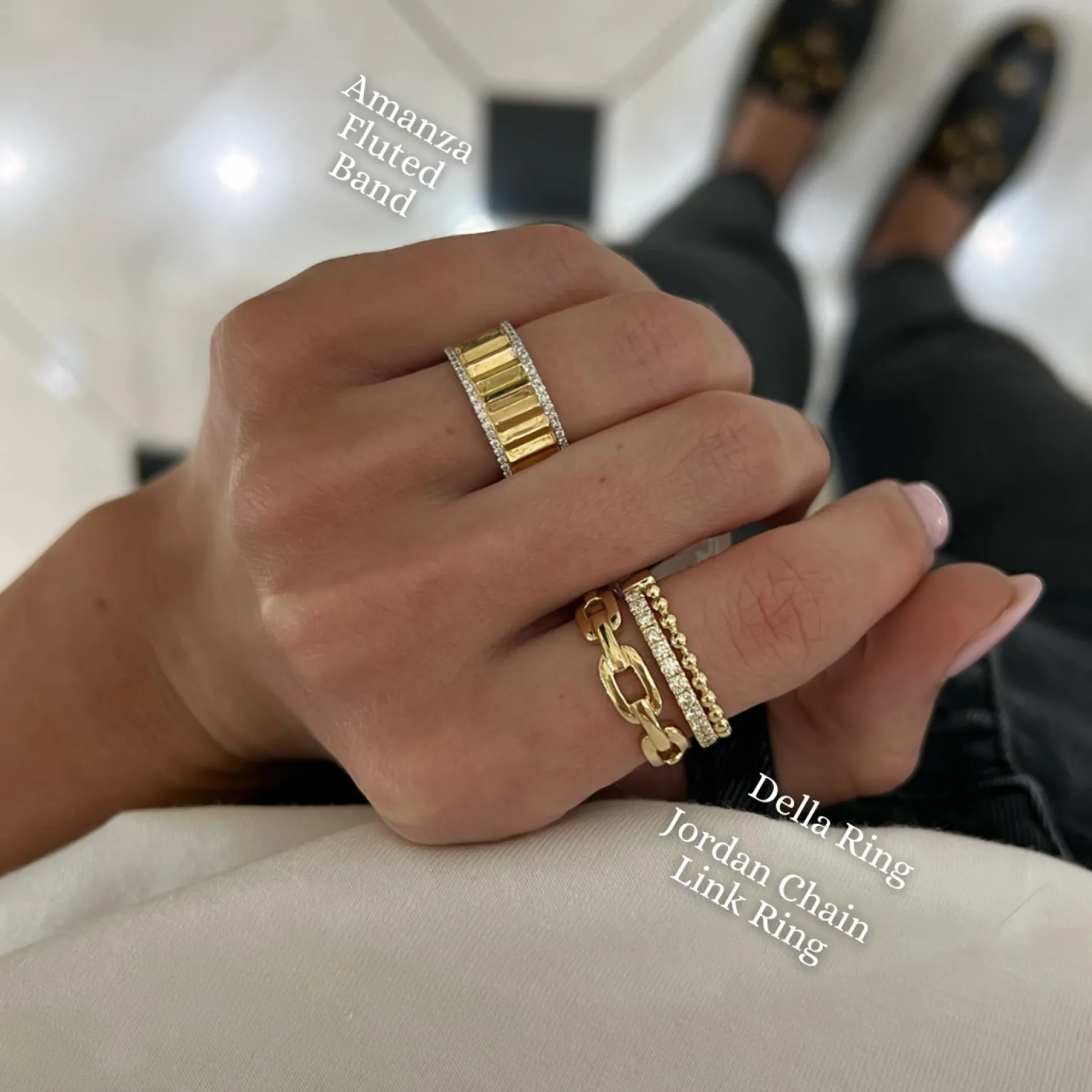 Amanza Fluted Diamond Eternity Band