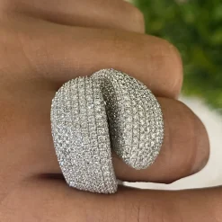 Amara Pave Diamond Dome Crossover Cocktail Ring 5.90 ctw