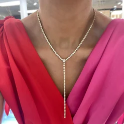 Amira Diamond Bezel Tennis Necklace with Removable Lariat 5.20 ctw