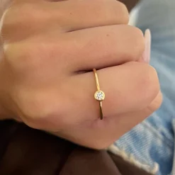 Annabelle Tiny Single Diamond Bezel Ring