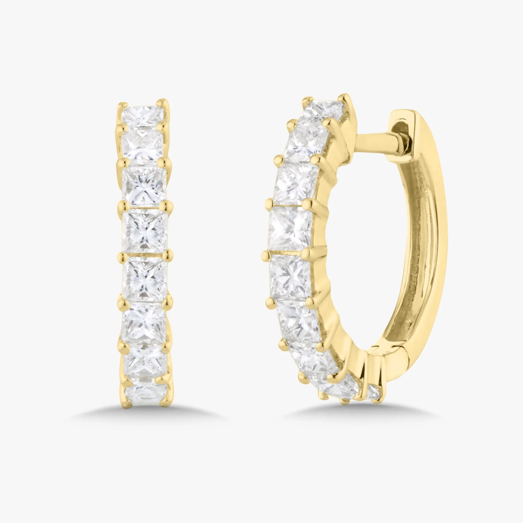 Aurora Princess Cut Diamond Huggie Earrings 0.76 ctw