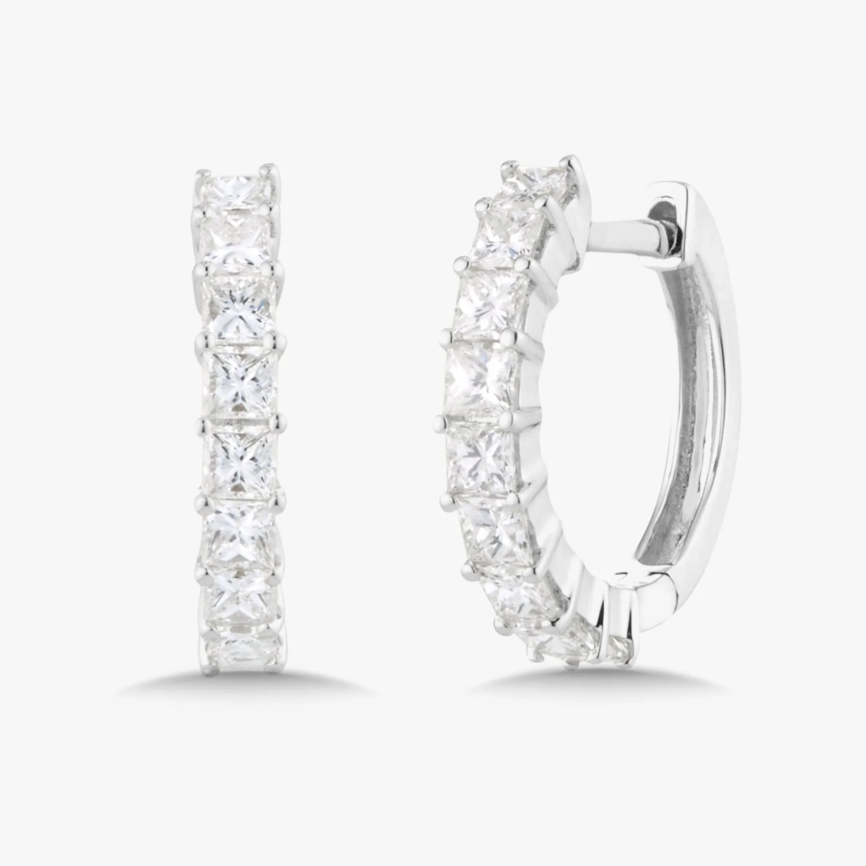 Aurora Princess Cut Diamond Huggie Earrings 0.76 ctw