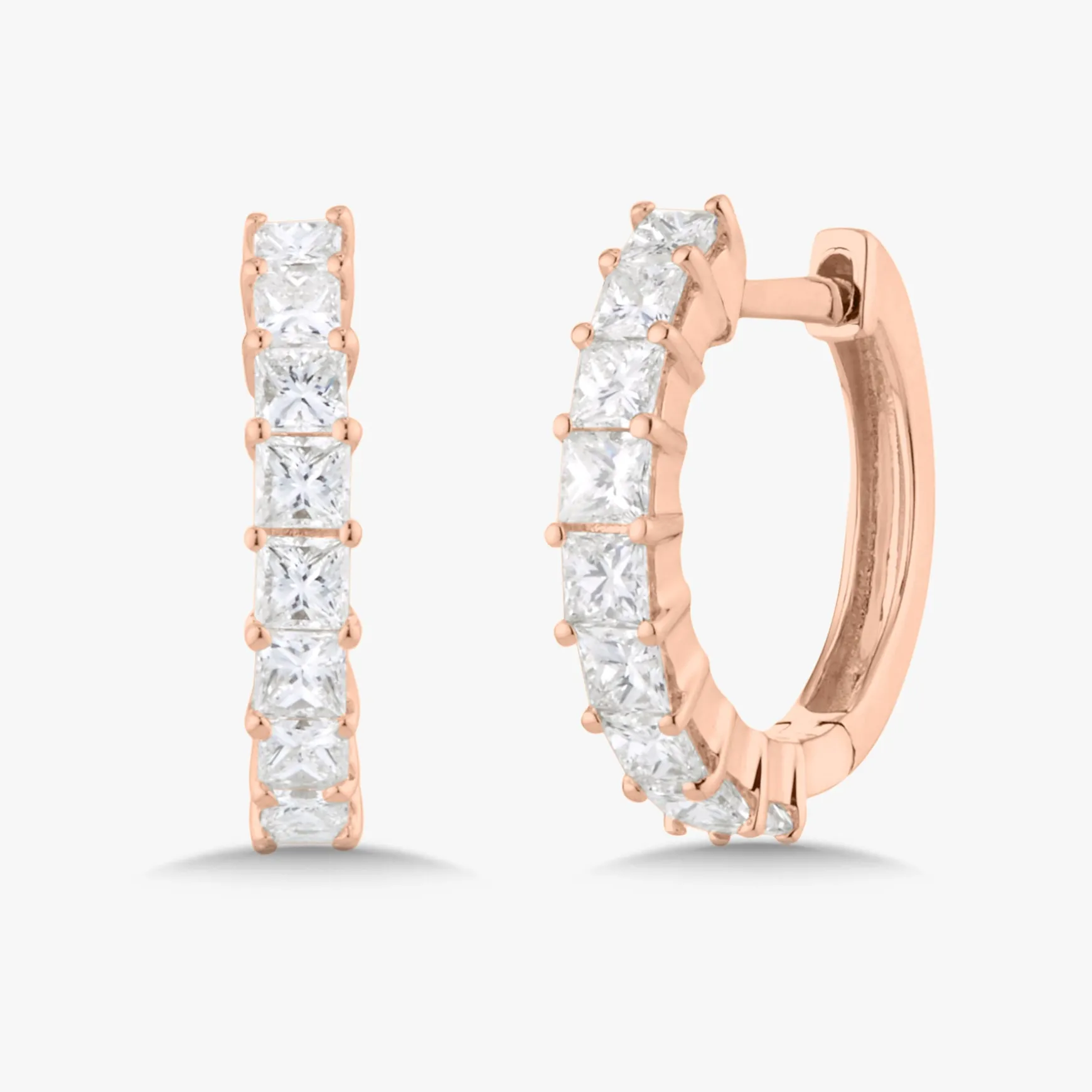 Aurora Princess Cut Diamond Huggie Earrings 0.76 ctw