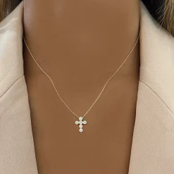 Avigail Illusion Pave Diamond Cross Necklace