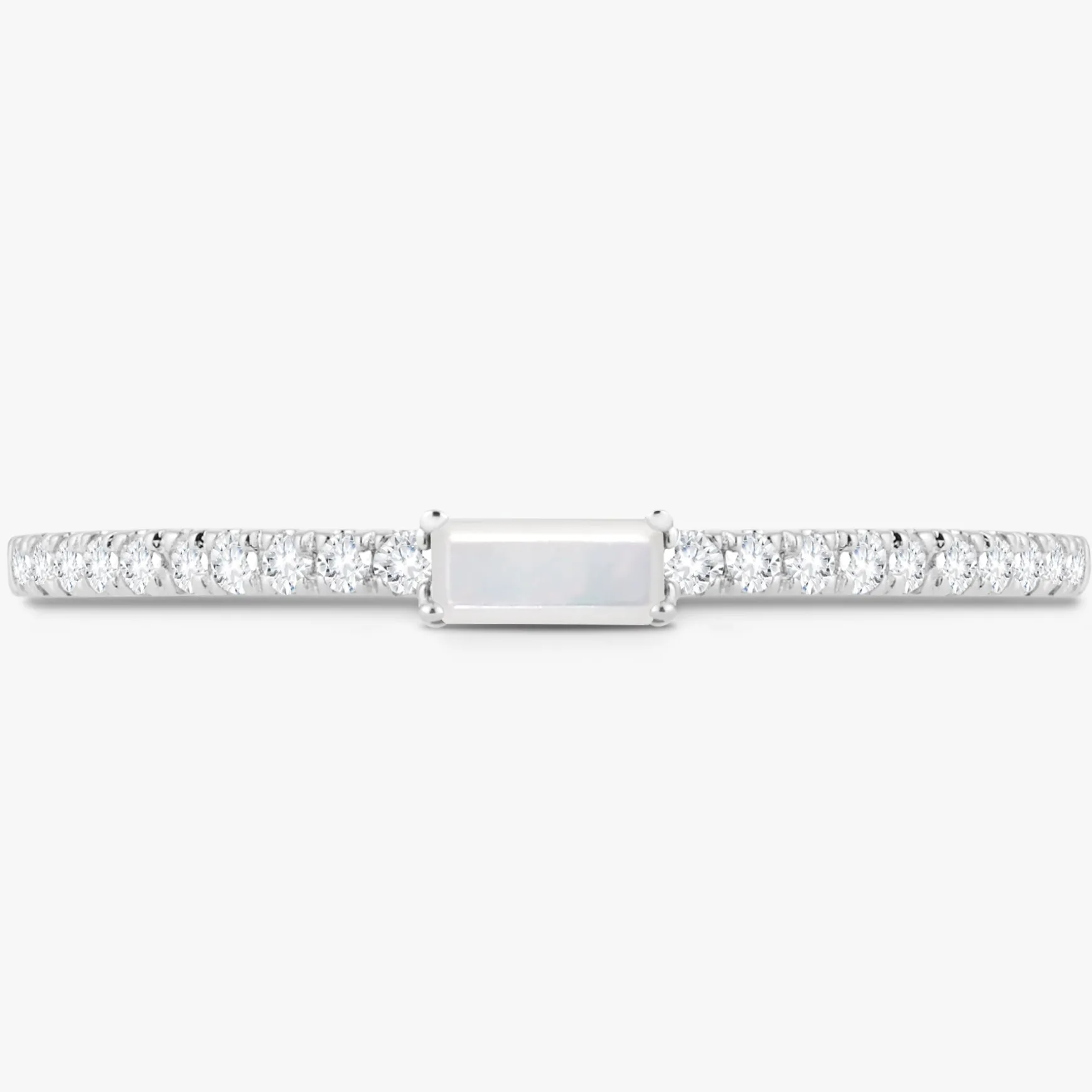 Baguette Birthstone and Diamond Stacking Band Ring