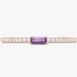 Baguette Birthstone and Diamond Stacking Band Ring