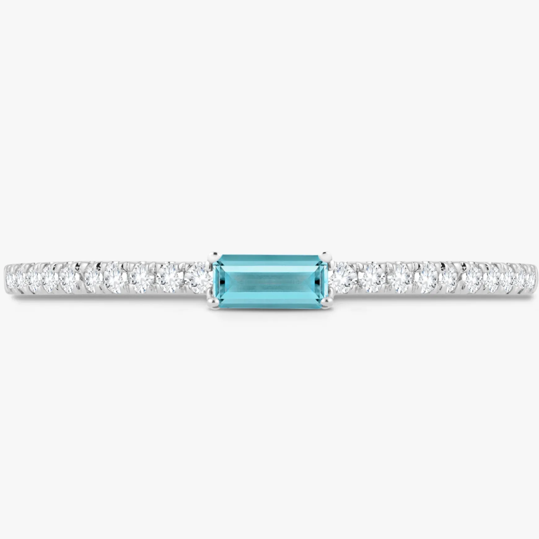 Baguette Birthstone and Diamond Stacking Band Ring