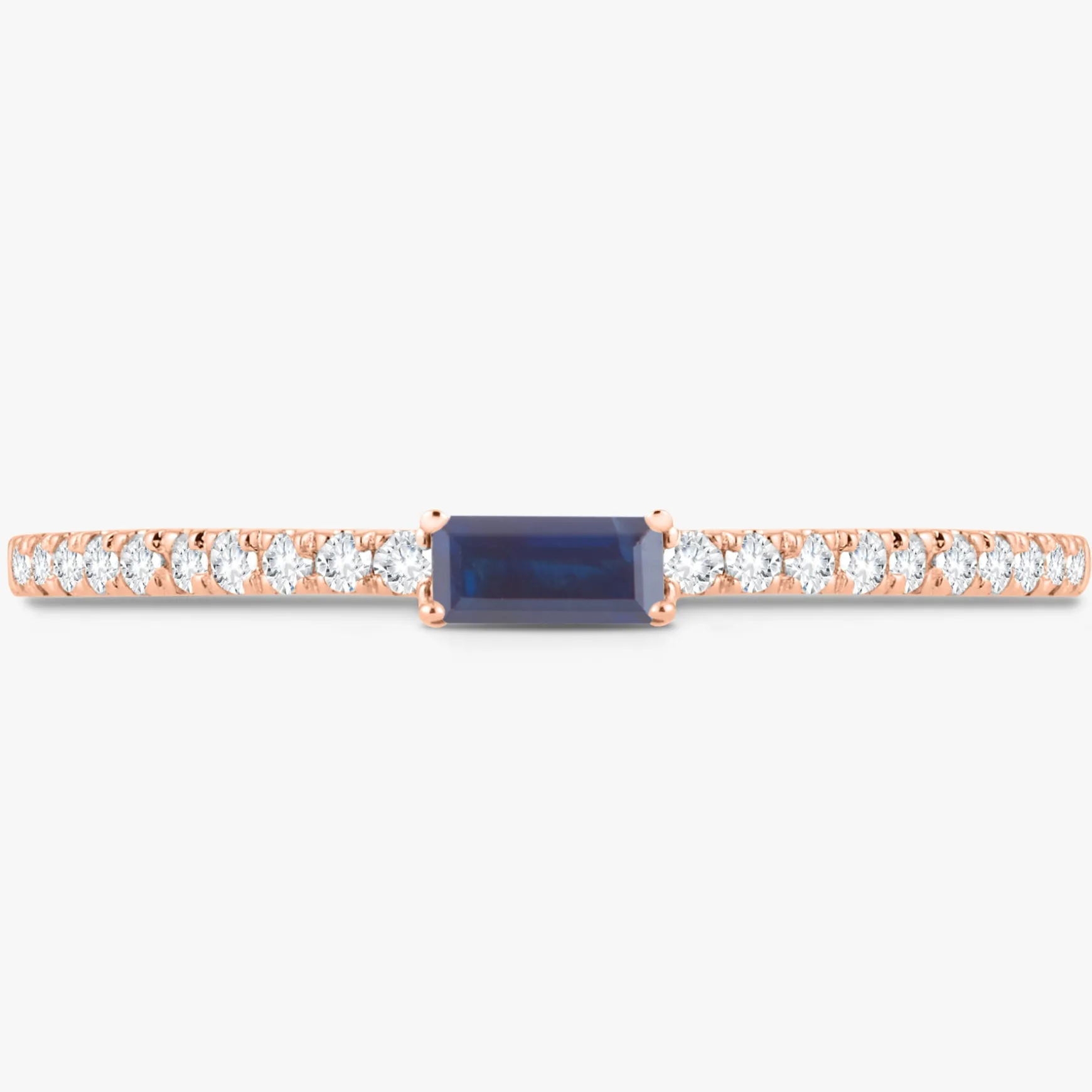 Baguette Birthstone and Diamond Stacking Band Ring