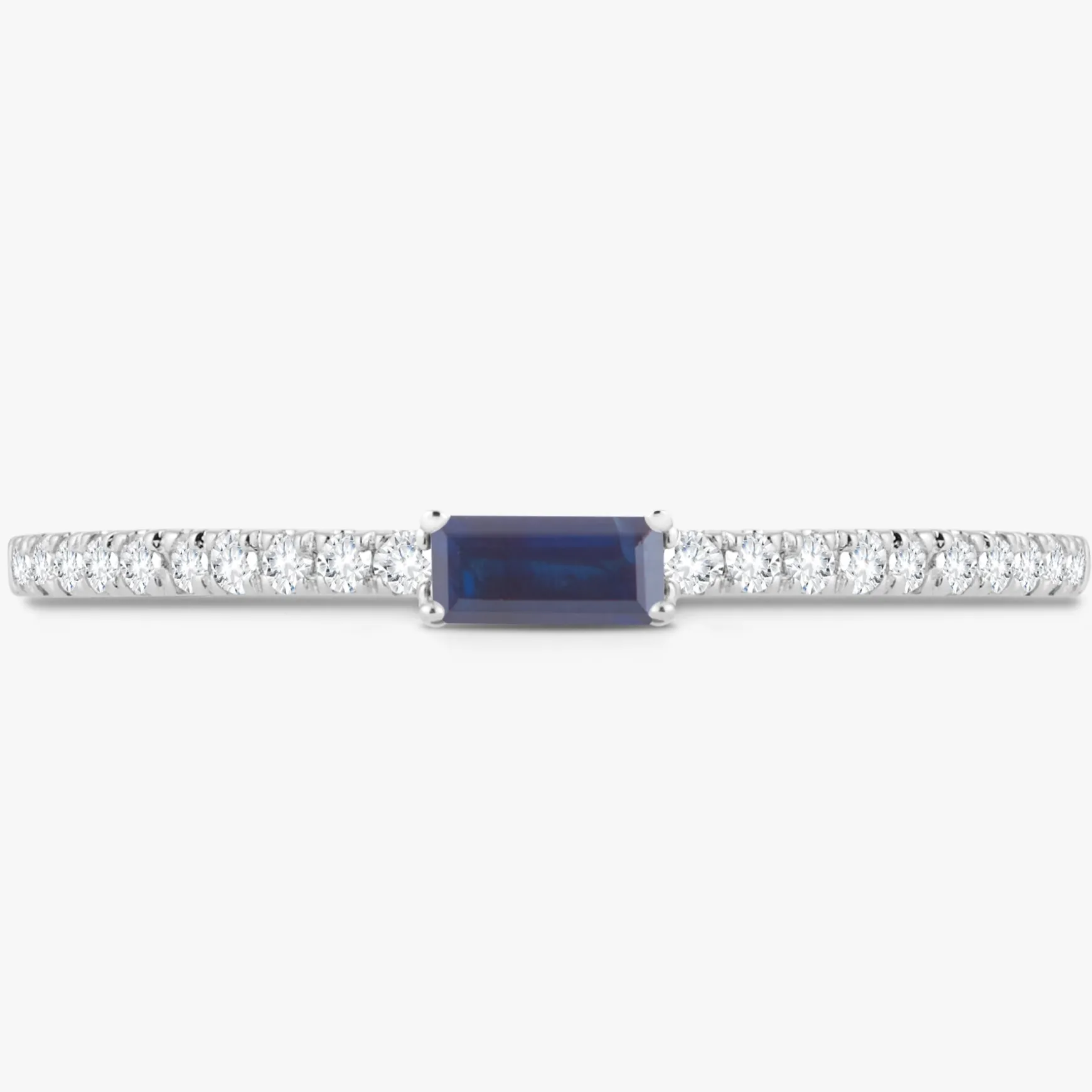 Baguette Birthstone and Diamond Stacking Band Ring