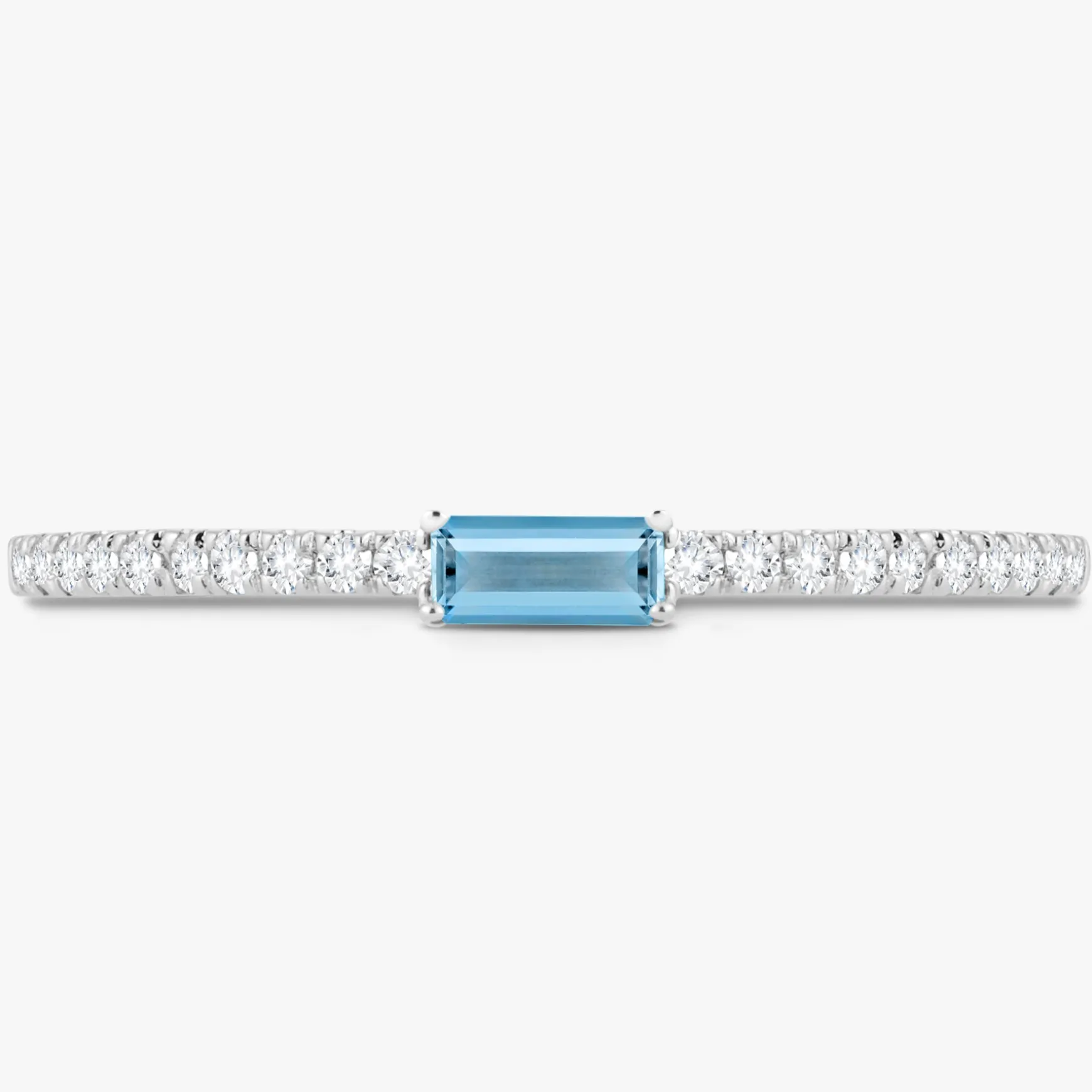Baguette Birthstone and Diamond Stacking Band Ring