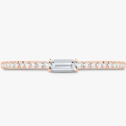 Baguette Birthstone and Diamond Stacking Band Ring