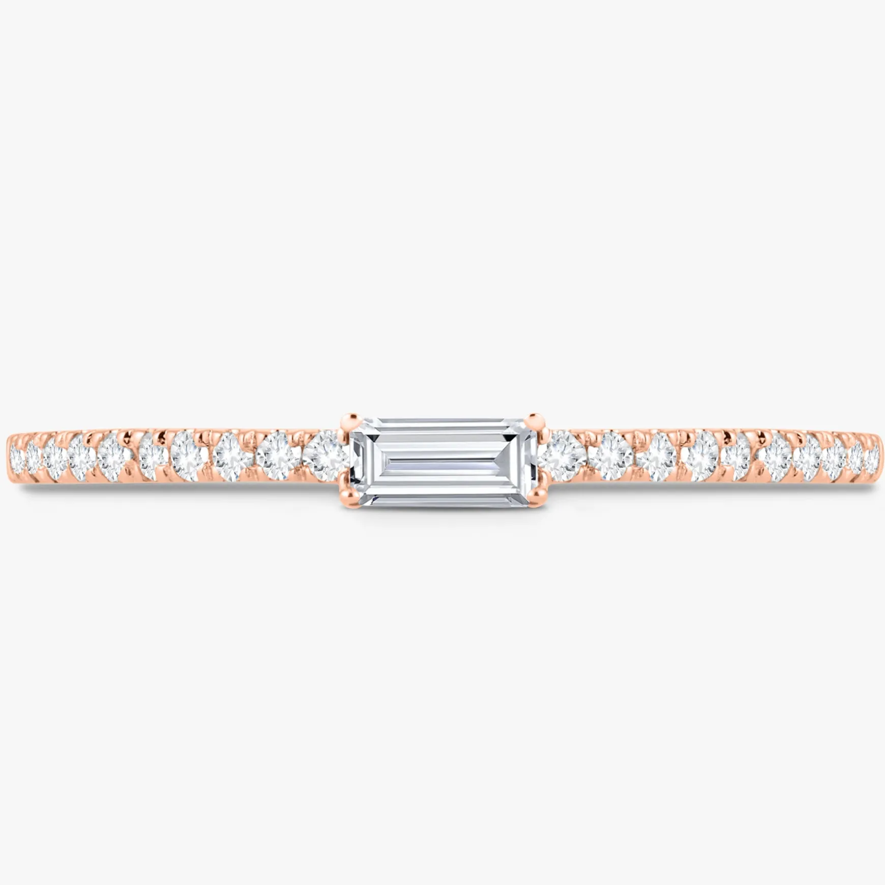 Baguette Birthstone and Diamond Stacking Band Ring