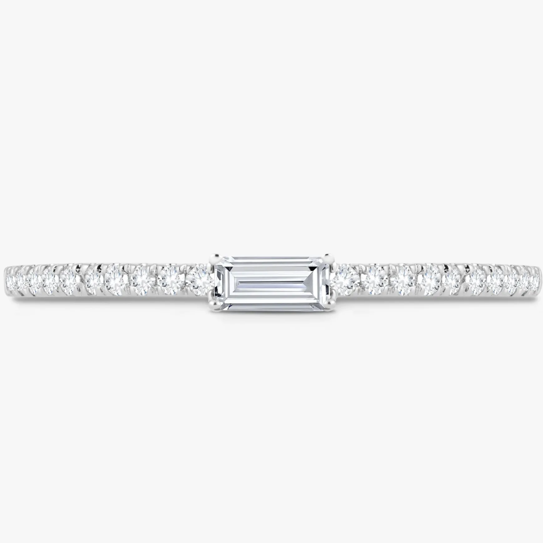 Baguette Birthstone and Diamond Stacking Band Ring