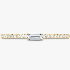 Baguette Birthstone and Diamond Stacking Band Ring
