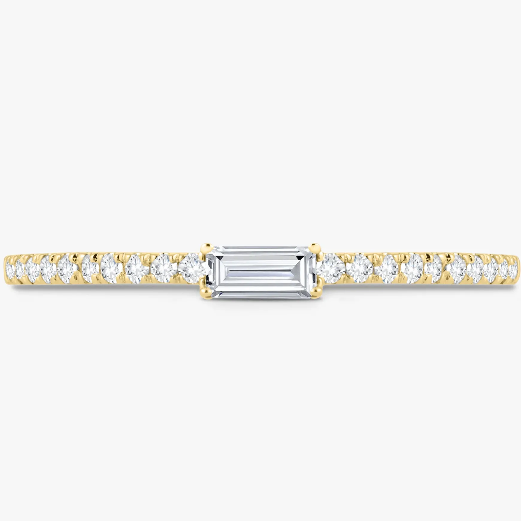 Baguette Birthstone and Diamond Stacking Band Ring