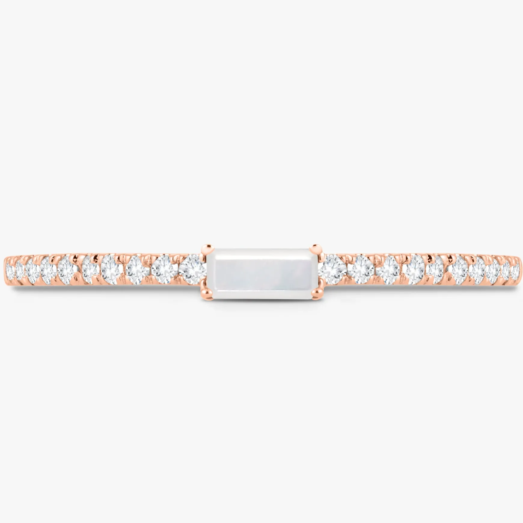 Baguette Birthstone and Diamond Stacking Band Ring