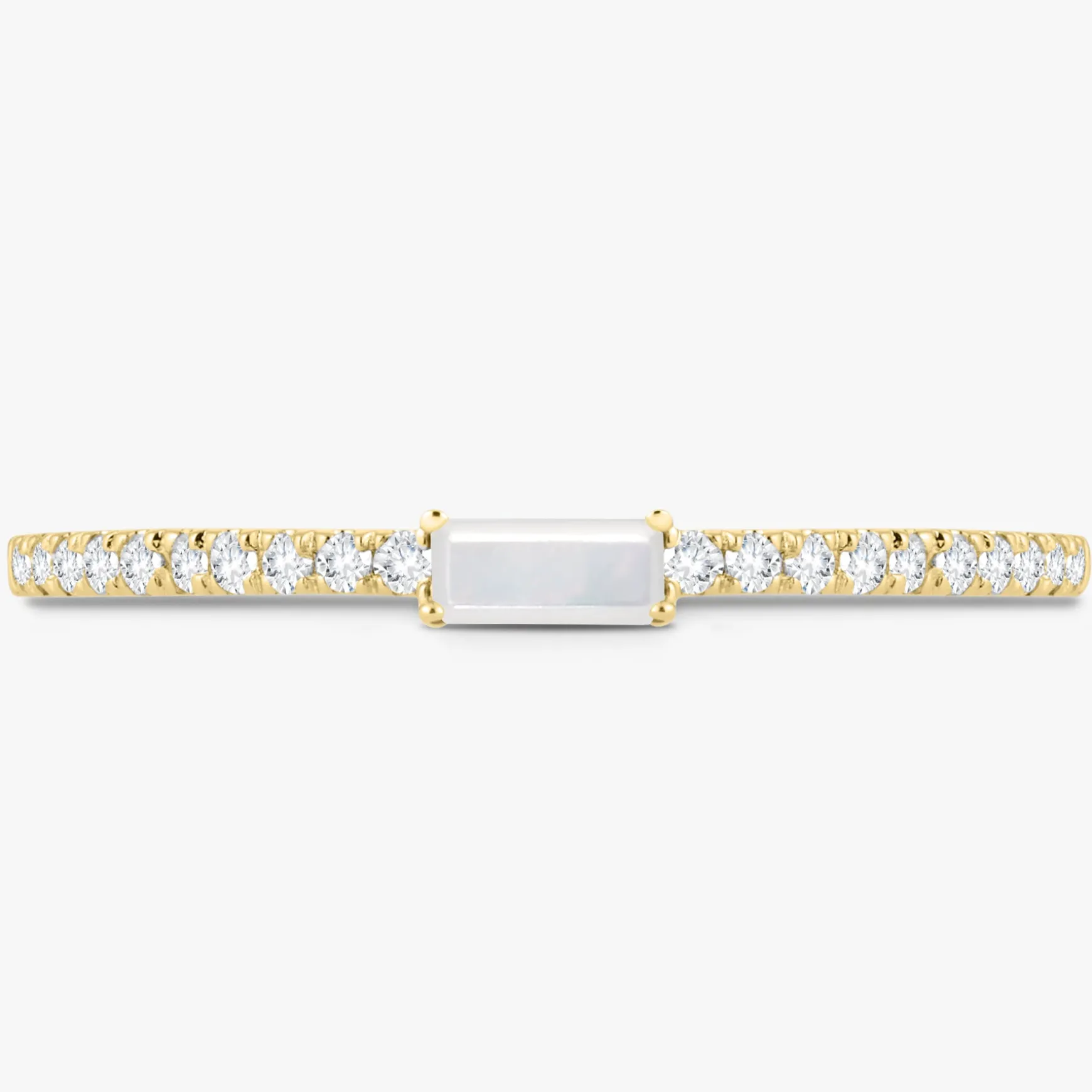 Baguette Birthstone and Diamond Stacking Band Ring