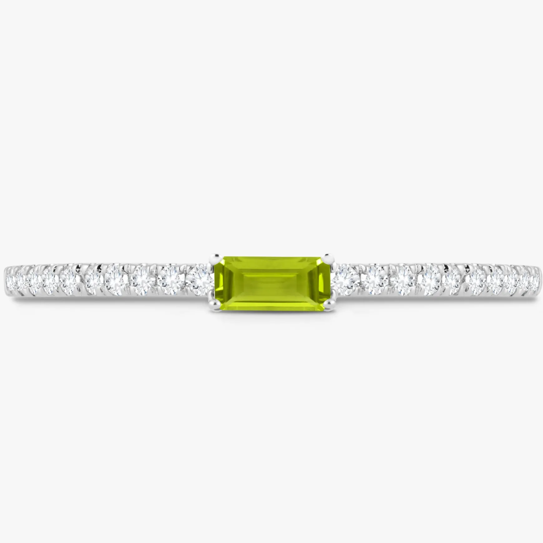 Baguette Birthstone and Diamond Stacking Band Ring