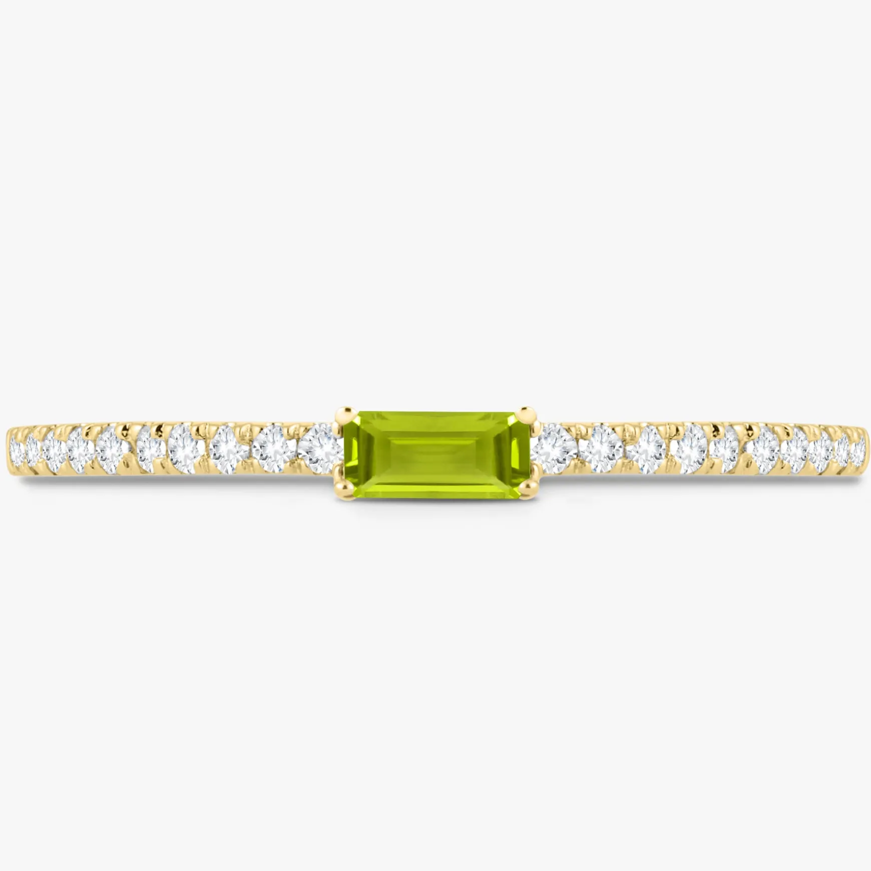 Baguette Birthstone and Diamond Stacking Band Ring