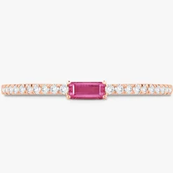 Baguette Birthstone and Diamond Stacking Band Ring