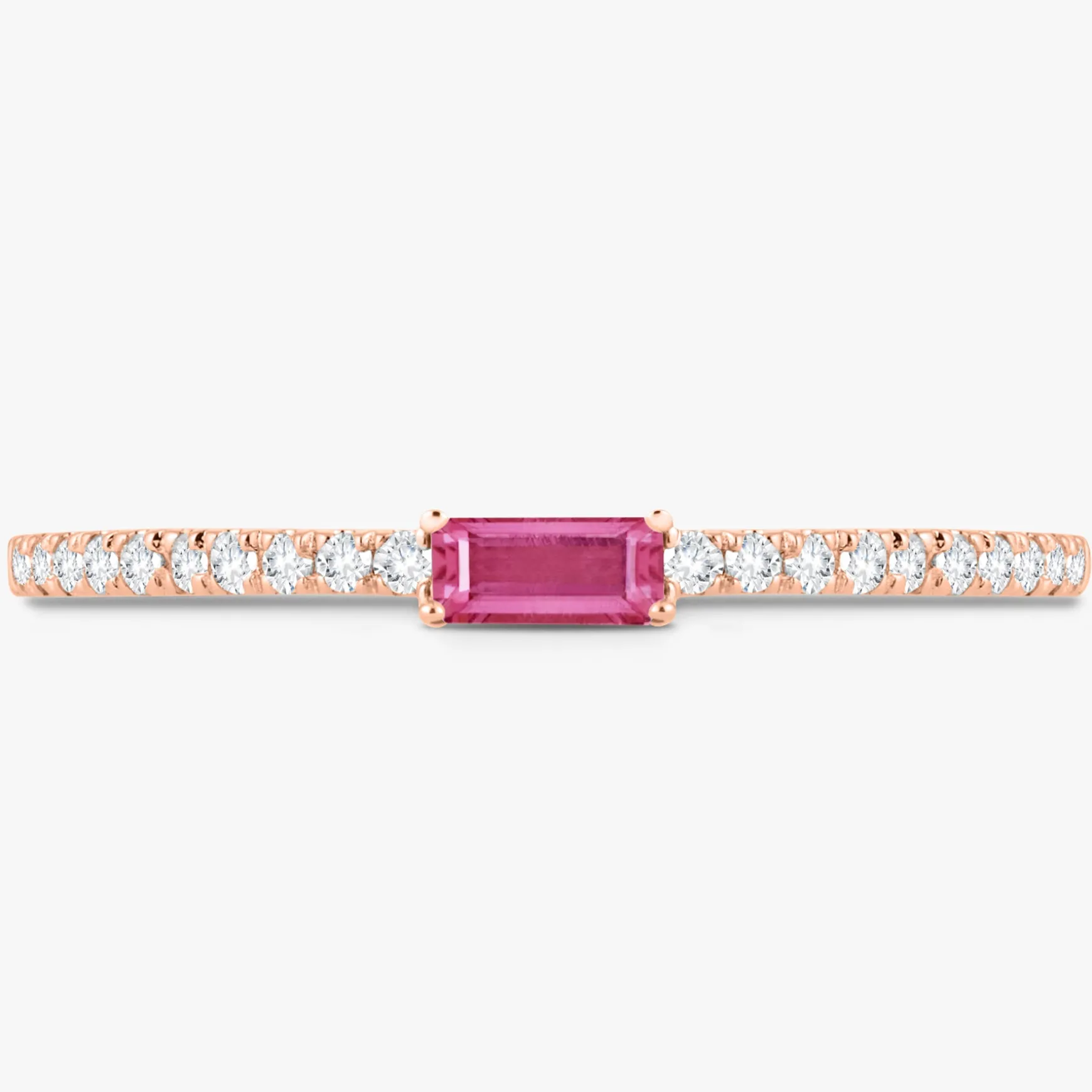 Baguette Birthstone and Diamond Stacking Band Ring