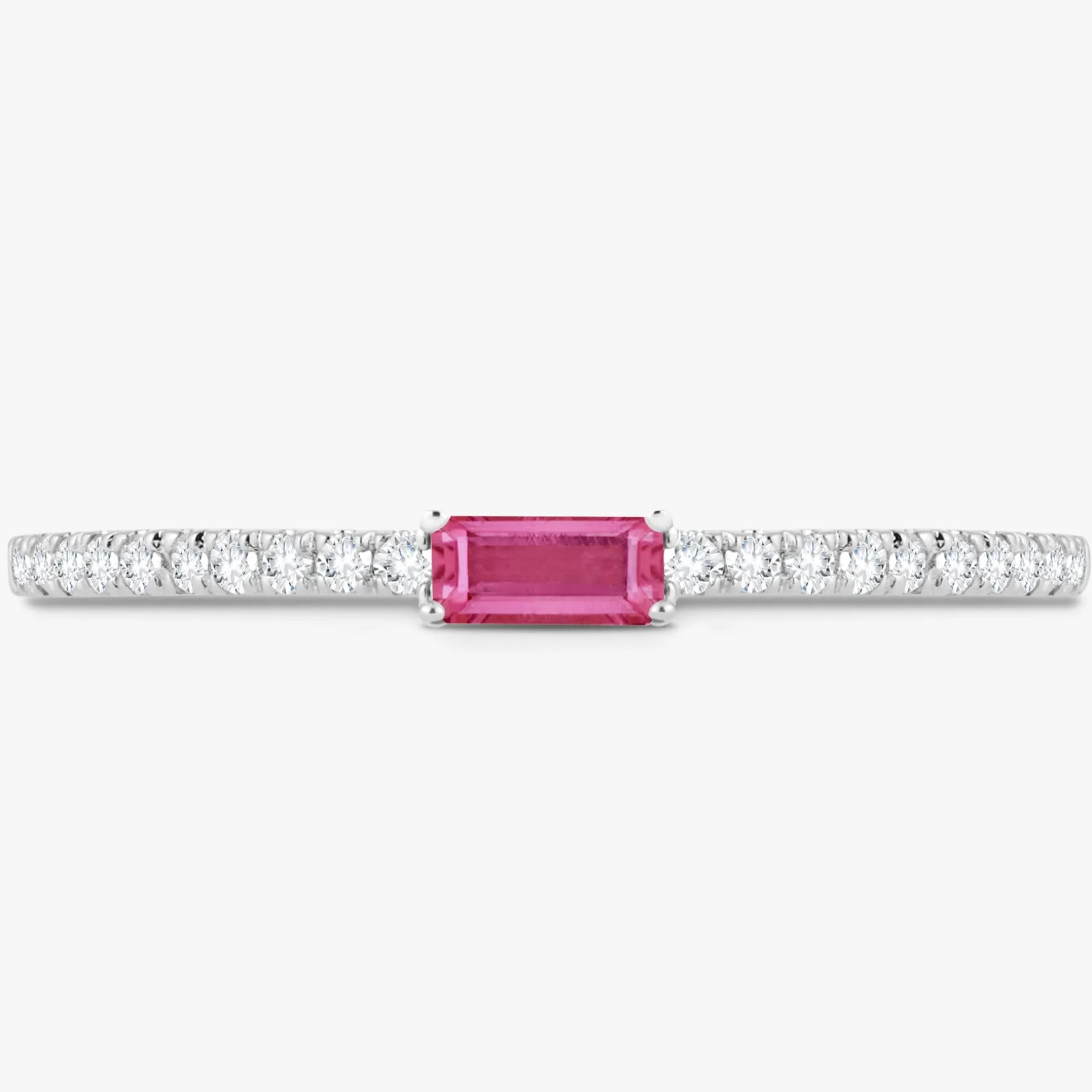 Baguette Birthstone and Diamond Stacking Band Ring