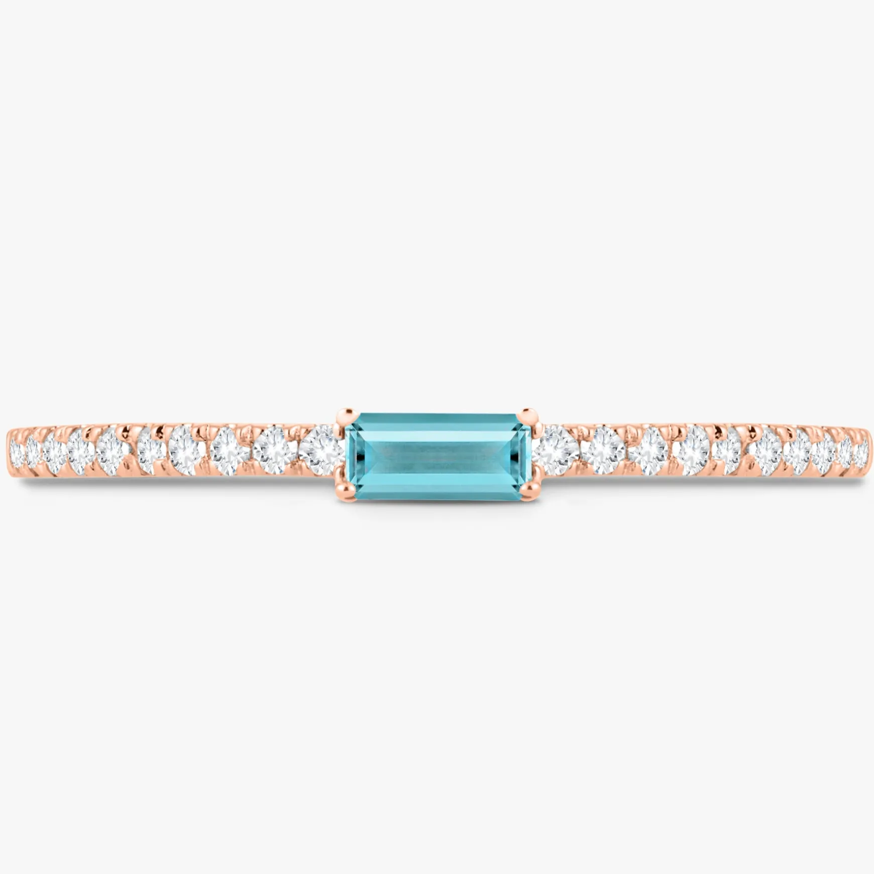Baguette Birthstone and Diamond Stacking Band Ring