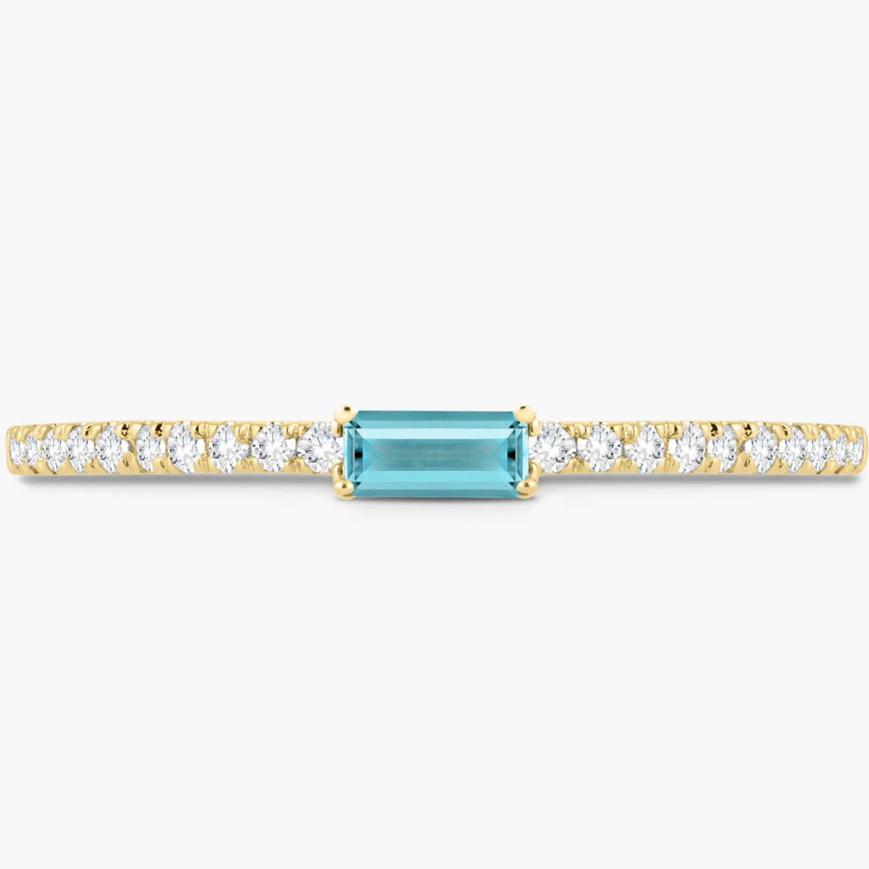 Baguette Birthstone and Diamond Stacking Band Ring