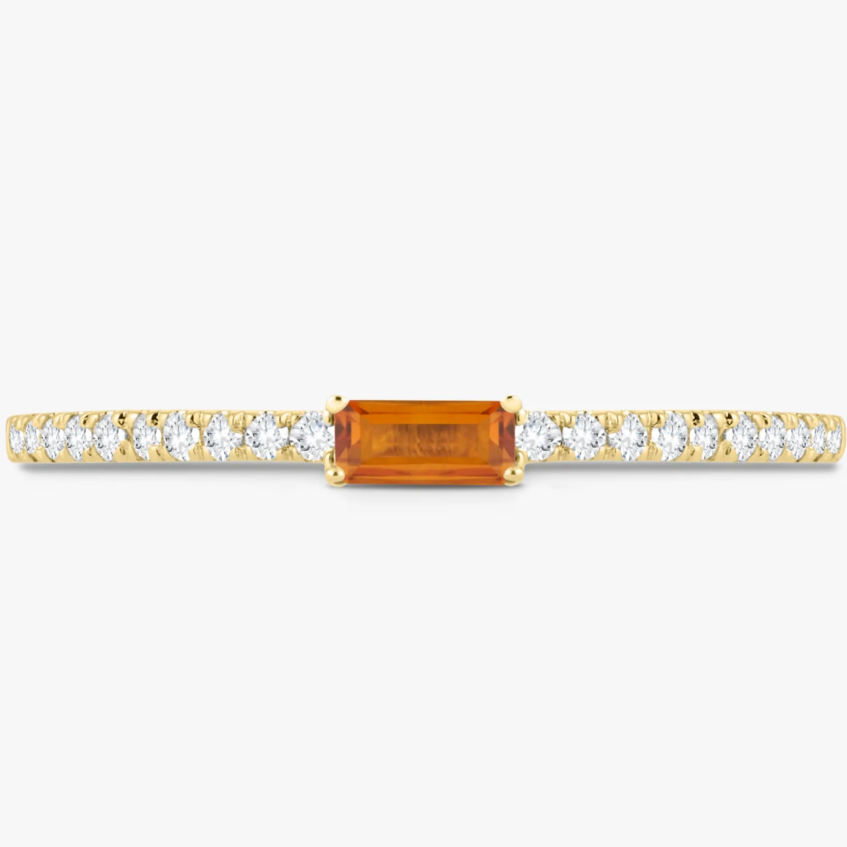 Baguette Birthstone and Diamond Stacking Band Ring