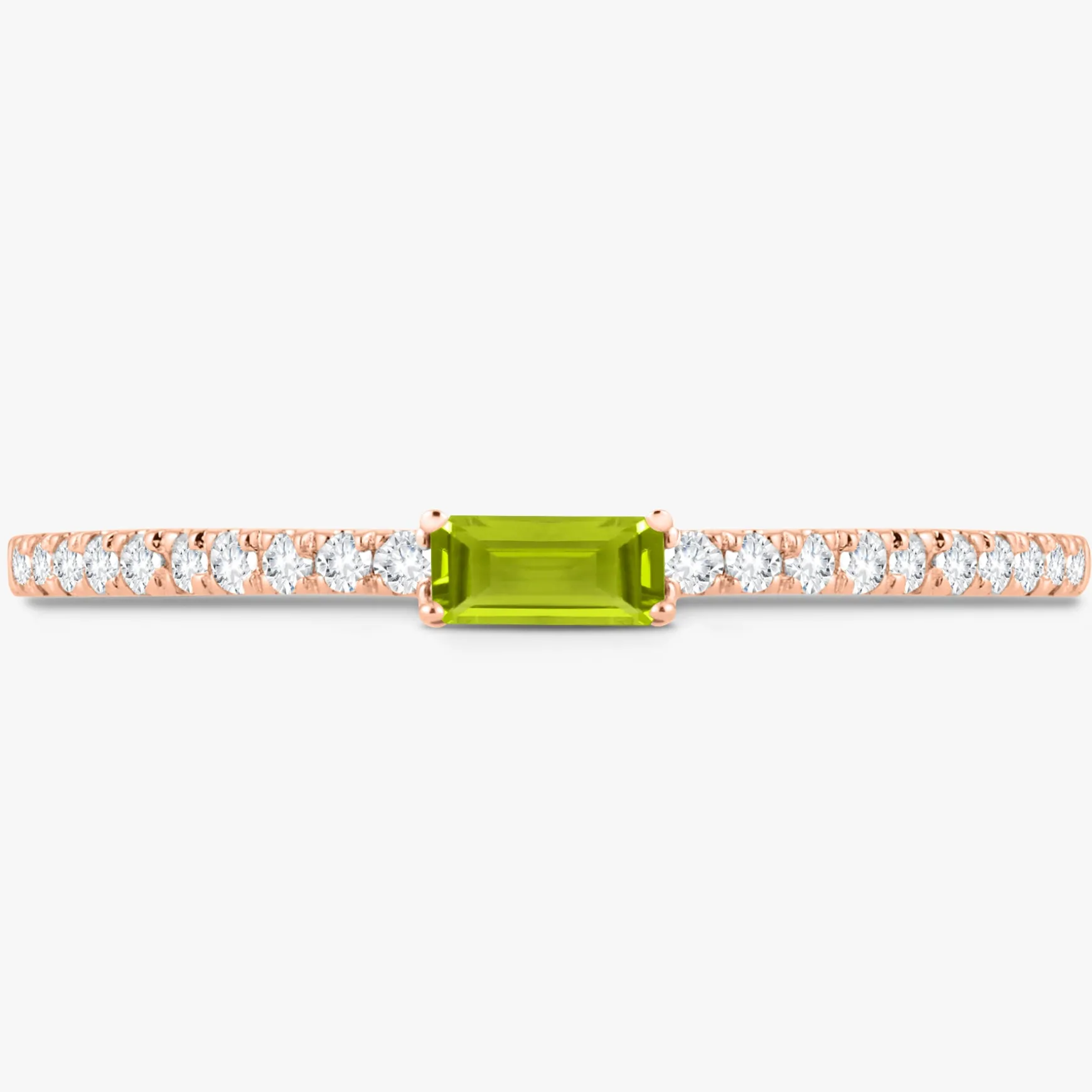 Baguette Birthstone and Diamond Stacking Band Ring
