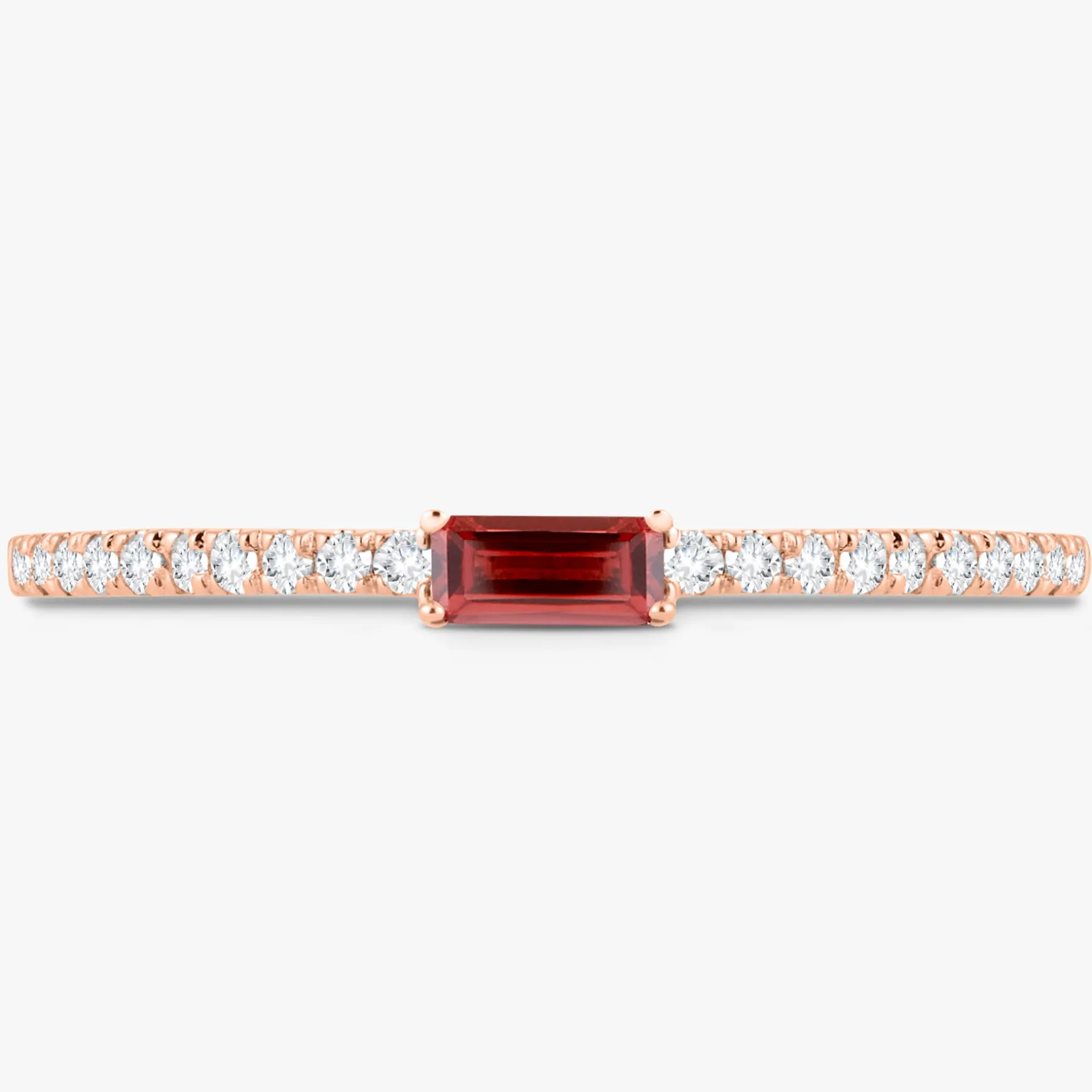 Baguette Birthstone and Diamond Stacking Band Ring