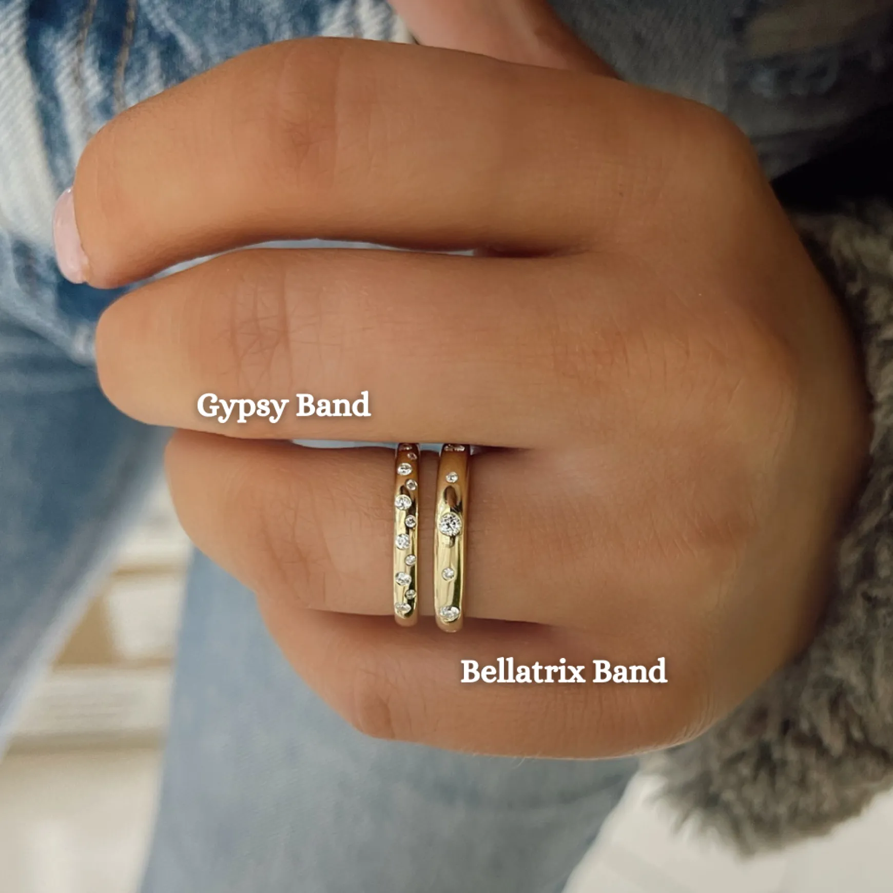 Bellatrix Gold Band with Scattered Diamonds