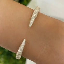 Bennett Pave Claw Diamond Cuff Bangle Bracelet 1.18 ctw