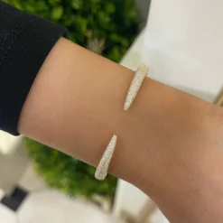 Bennett Pave Claw Diamond Cuff Bangle Bracelet 1.18 ctw